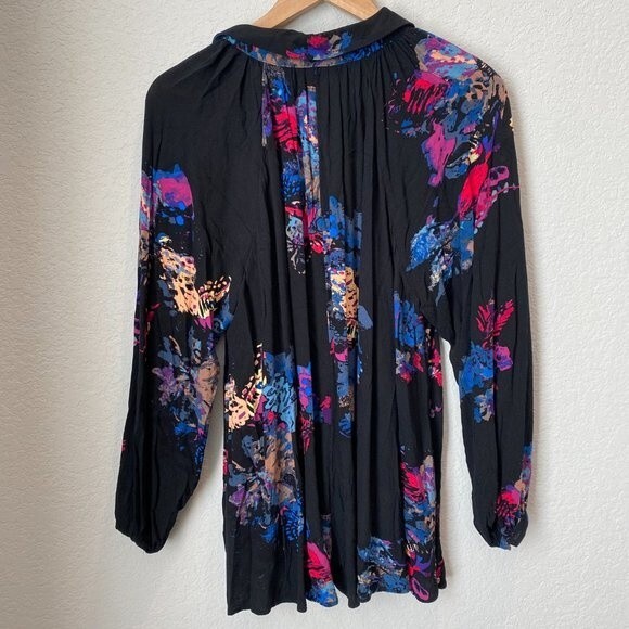 Free People Meadow Lark Tunic Blouse Oversized Abstract Floral Print - XS - EUC - Picture 5 of 8